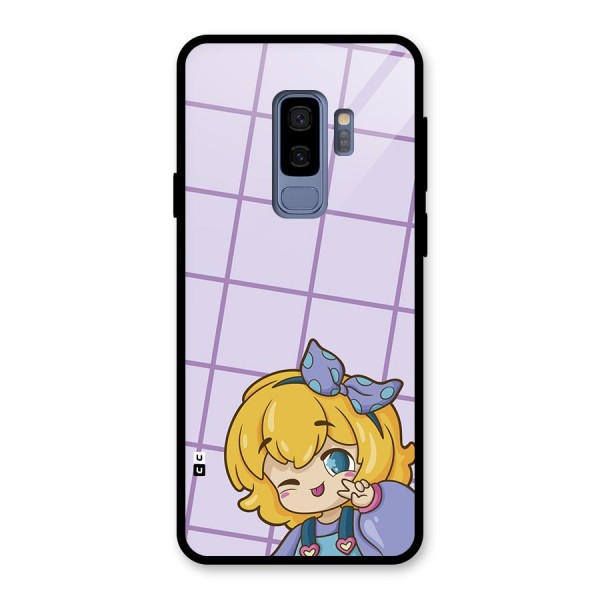 Cute Anime Illustration Glass Back Case for Galaxy S9 Plus