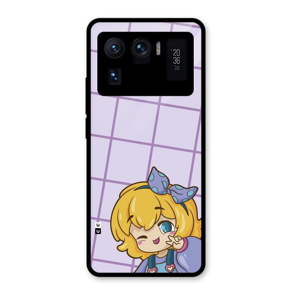 Cute Anime Illustration Glass Back Case for Mi 11 Ultra