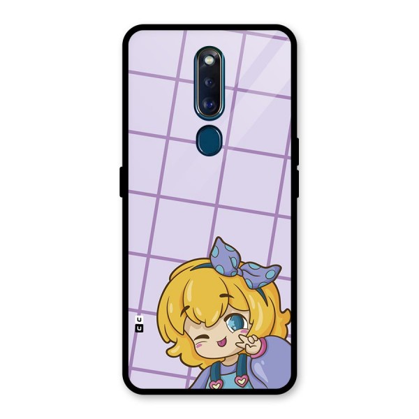 Cute Anime Illustration Glass Back Case for Oppo F11 Pro