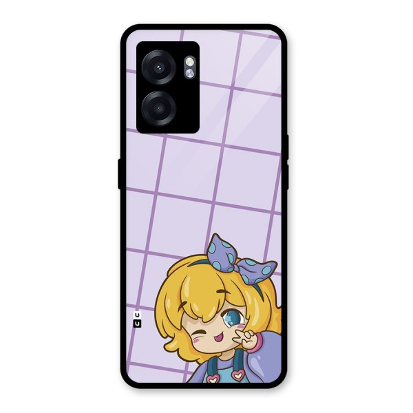 Cute Anime Illustration Glass Back Case for Oppo K10 (5G)