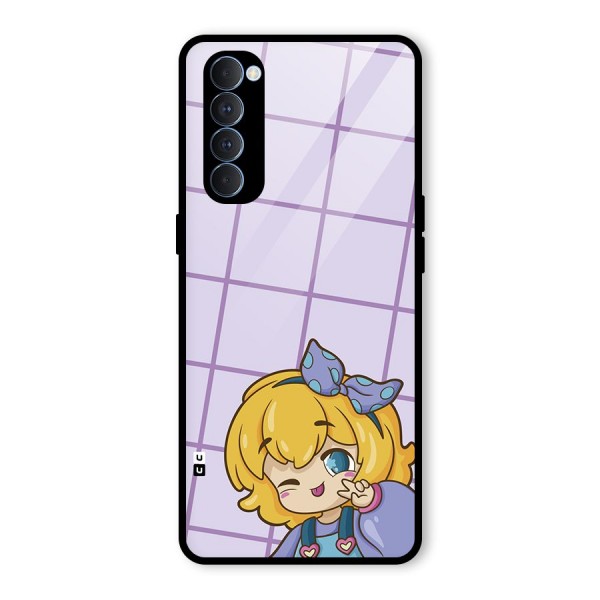 Cute Anime Illustration Glass Back Case for Oppo Reno4 Pro