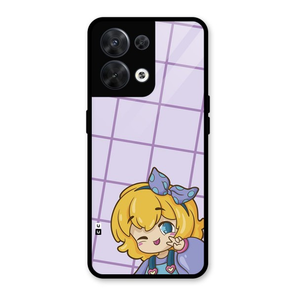 Cute Anime Illustration Glass Back Case for Oppo Reno8 5G