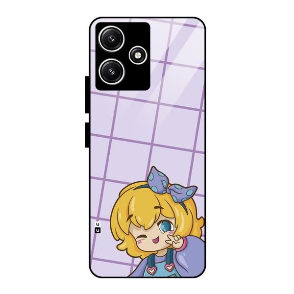 Cute Anime Illustration Glass Back Case for Poco M6 Pro