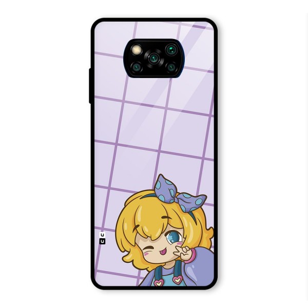 Cute Anime Illustration Glass Back Case for Poco X3 Pro