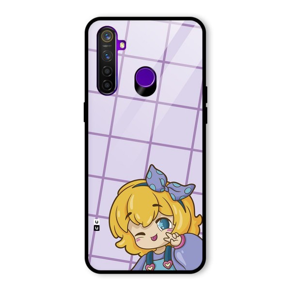 Cute Anime Illustration Glass Back Case for Realme 5 Pro