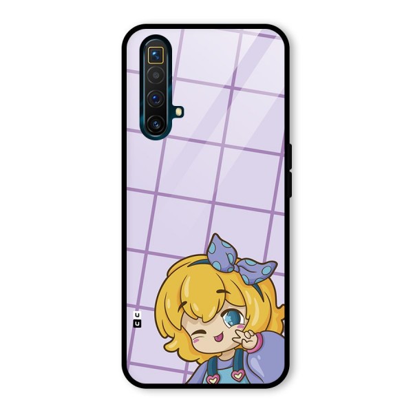 Cute Anime Illustration Glass Back Case for Realme X3 SuperZoom