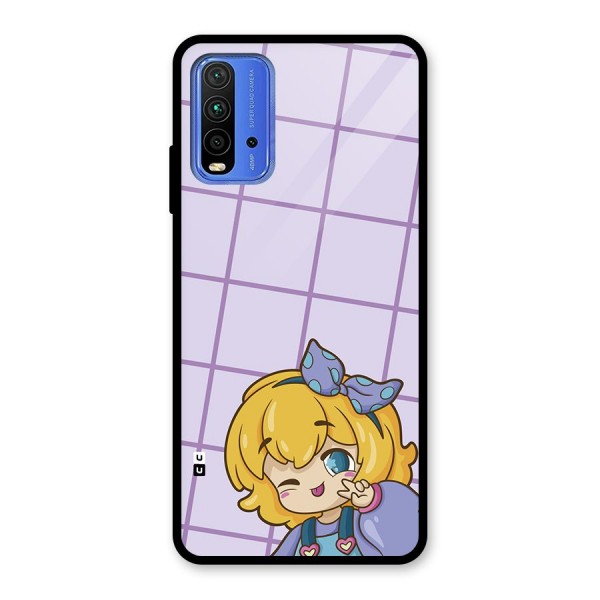 Cute Anime Illustration Glass Back Case for Redmi 9 Power