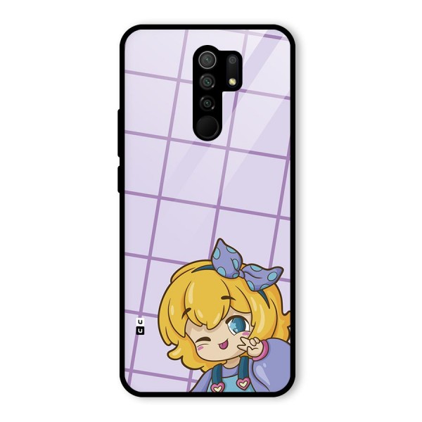 Cute Anime Illustration Glass Back Case for Redmi 9 Prime