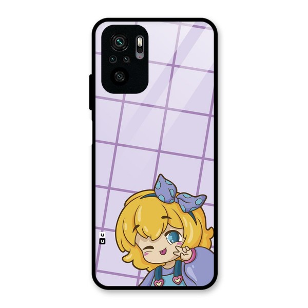 Cute Anime Illustration Glass Back Case for Redmi Note 10