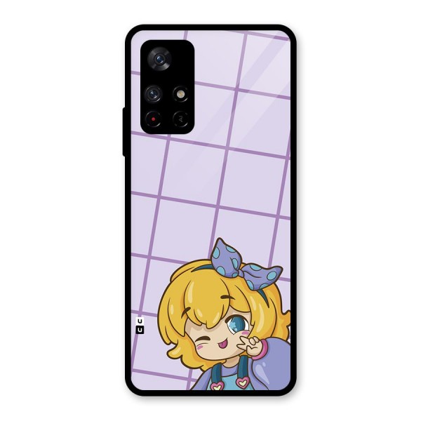 Cute Anime Illustration Glass Back Case for Redmi Note 11T 5G