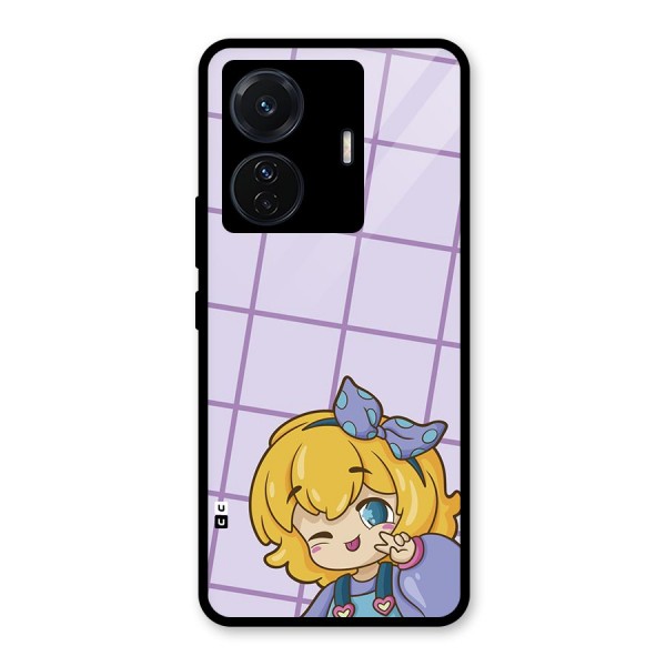 Cute Anime Illustration Glass Back Case for Vivo T1 Pro