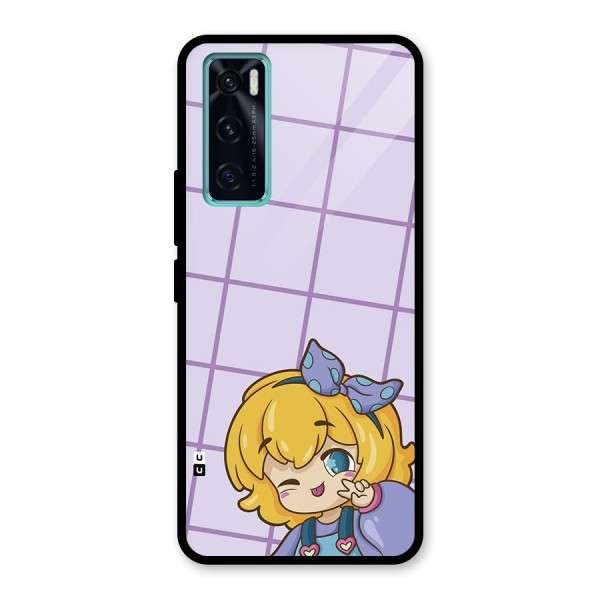 Cute Anime Illustration Glass Back Case for Vivo V20 SE