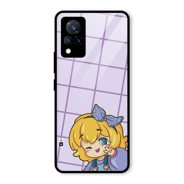 Cute Anime Illustration Glass Back Case for Vivo V21 5G