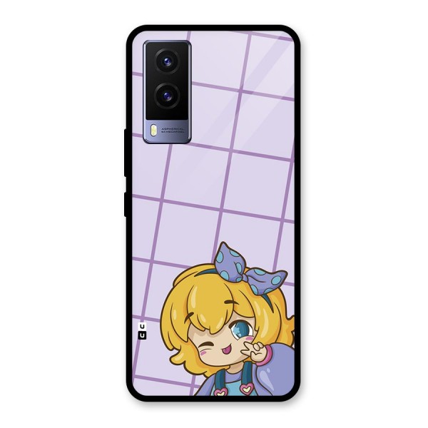 Cute Anime Illustration Glass Back Case for Vivo V21e 5G