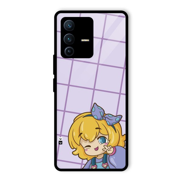 Cute Anime Illustration Glass Back Case for Vivo V23 Pro