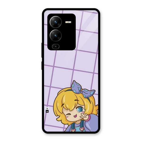 Cute Anime Illustration Glass Back Case for Vivo V25 Pro