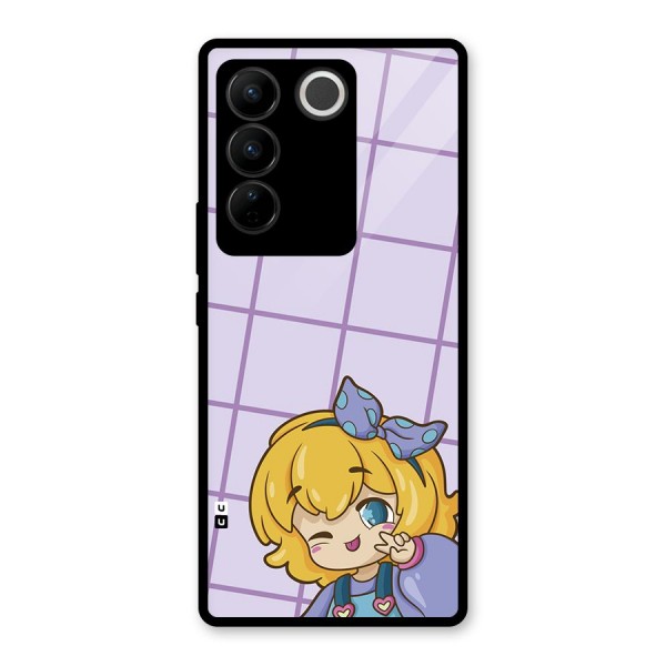 Cute Anime Illustration Glass Back Case for Vivo V27 Pro