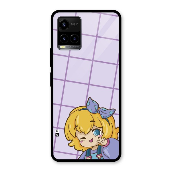 Cute Anime Illustration Glass Back Case for Vivo Y21G