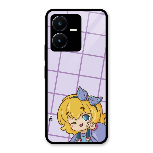 Cute Anime Illustration Glass Back Case for Vivo Y22