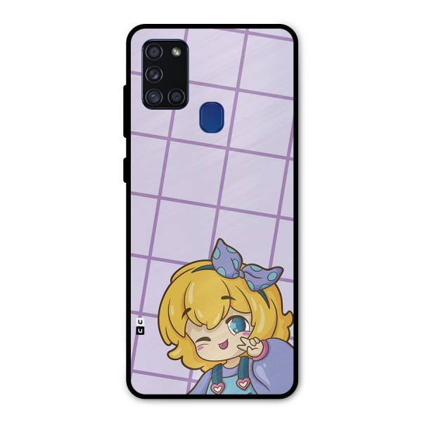 Cute Anime Illustration Metal Back Case for Galaxy A21s