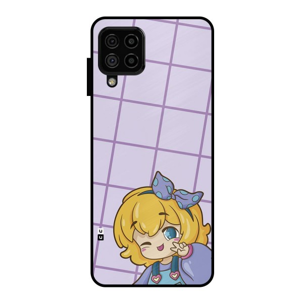 Cute Anime Illustration Metal Back Case for Galaxy A22 4G