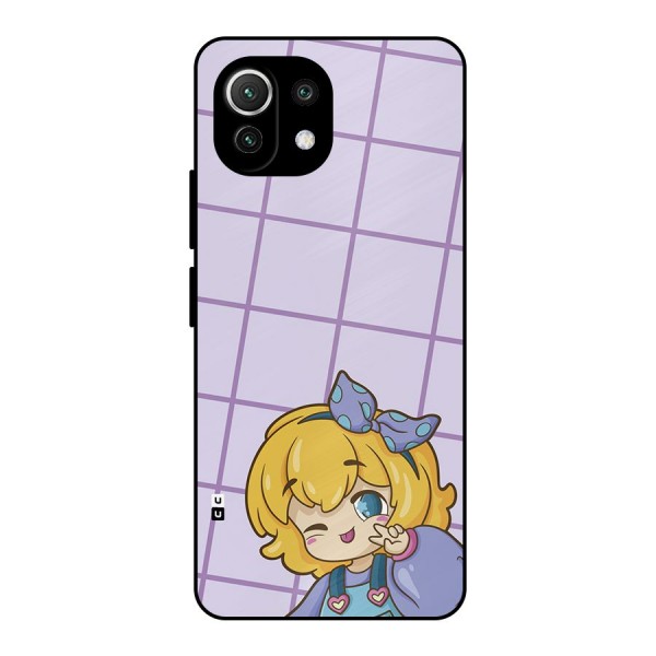 Cute Anime Illustration Metal Back Case for Mi 11 Lite