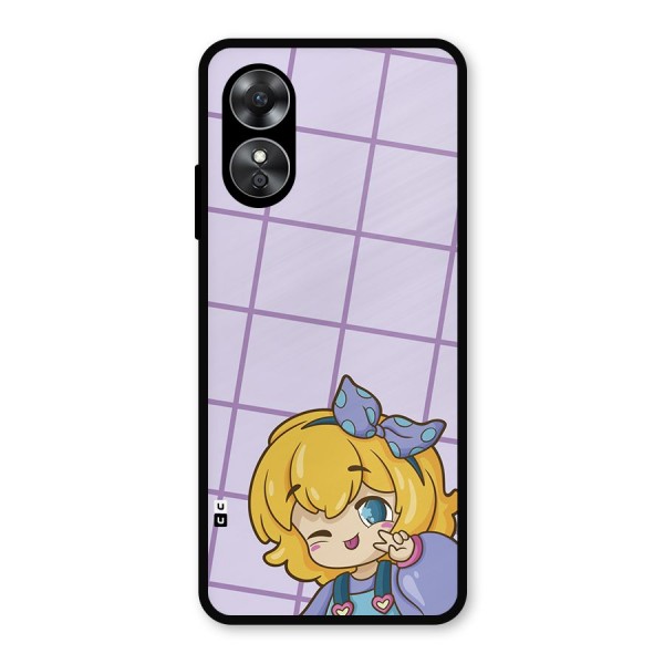 Cute Anime Illustration Metal Back Case for Oppo A17