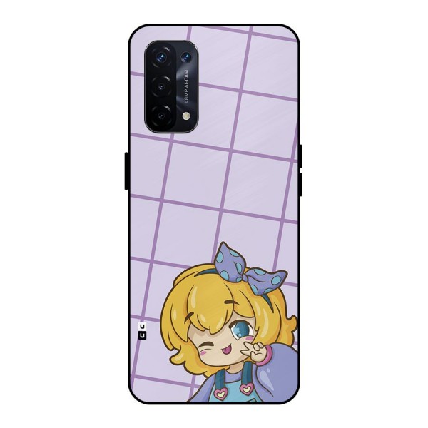 Cute Anime Illustration Metal Back Case for Oppo A74 5G