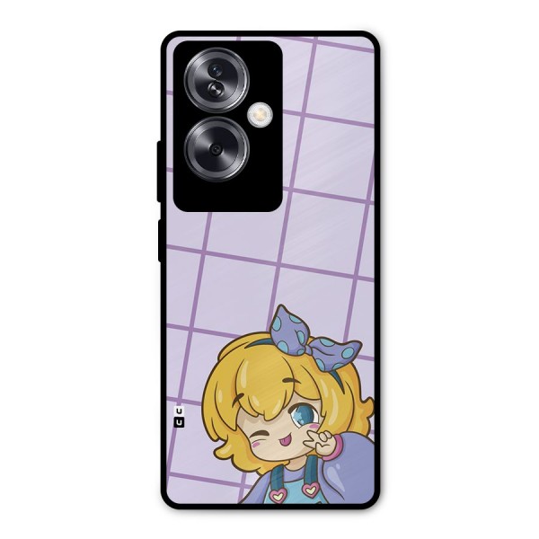 Cute Anime Illustration Metal Back Case for Oppo A79 5G