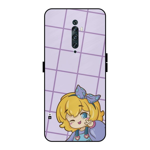 Cute Anime Illustration Metal Back Case for Oppo Reno2 F