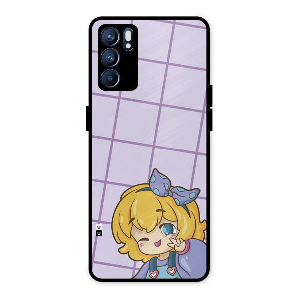 Cute Anime Illustration Metal Back Case for Oppo Reno6 5G