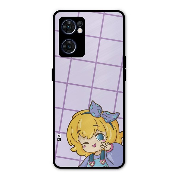 Cute Anime Illustration Metal Back Case for Oppo Reno7 5G