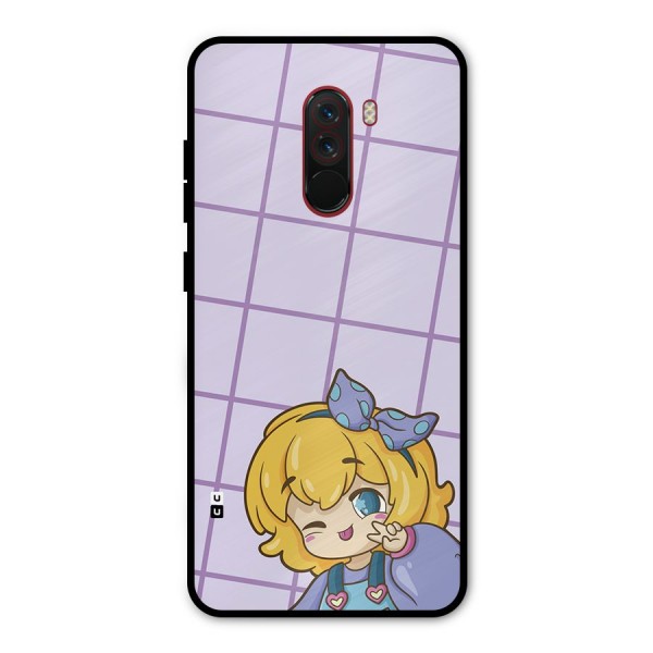 Cute Anime Illustration Metal Back Case for Poco F1