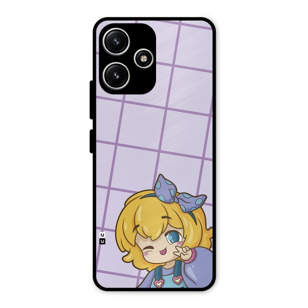 Cute Anime Illustration Metal Back Case for Poco M6 Pro