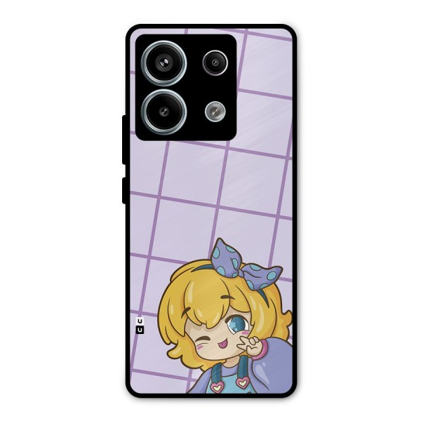 Cute Anime Illustration Metal Back Case for Redmi Note 13 Pro 5G