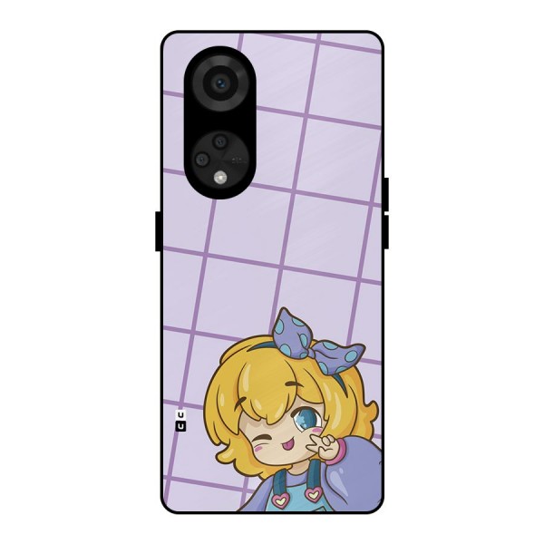 Cute Anime Illustration Metal Back Case for Reno8 T 5G