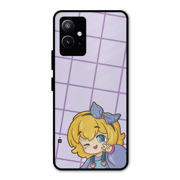 Cute Anime Illustration Metal Back Case for Vivo T1 5G