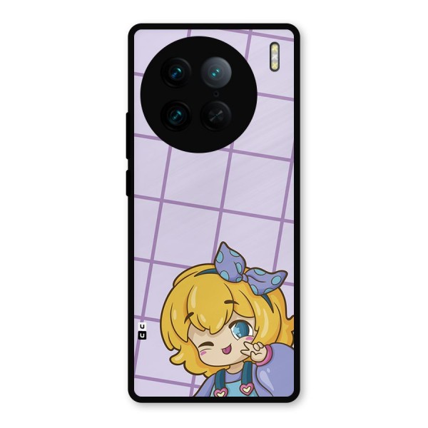 Cute Anime Illustration Metal Back Case for Vivo X90 Pro