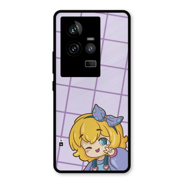 Cute Anime Illustration Metal Back Case for iQOO 11 5G