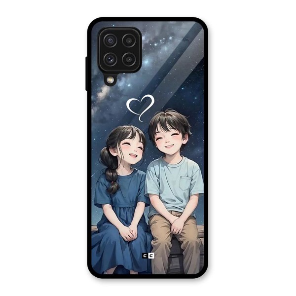 Cute Anime Teens Glass Back Case for Galaxy A22 4G