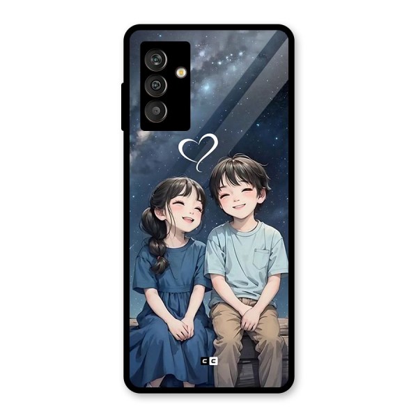 Cute Anime Teens Glass Back Case for Galaxy M13