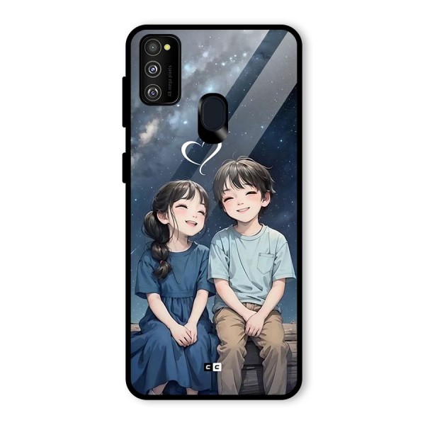 Cute Anime Teens Glass Back Case for Galaxy M21