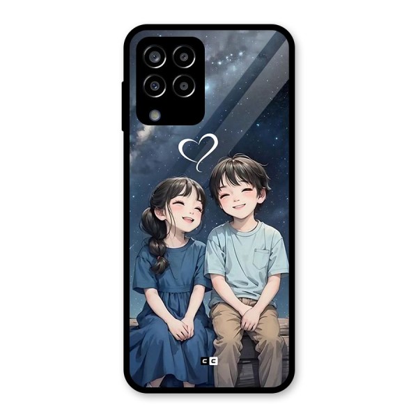 Cute Anime Teens Glass Back Case for Galaxy M33