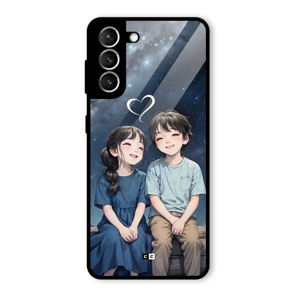 Cute Anime Teens Glass Back Case for Galaxy S21 5G