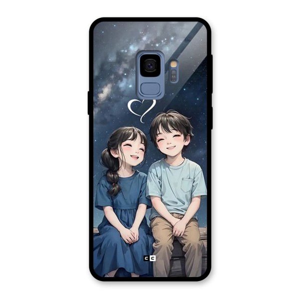 Cute Anime Teens Glass Back Case for Galaxy S9