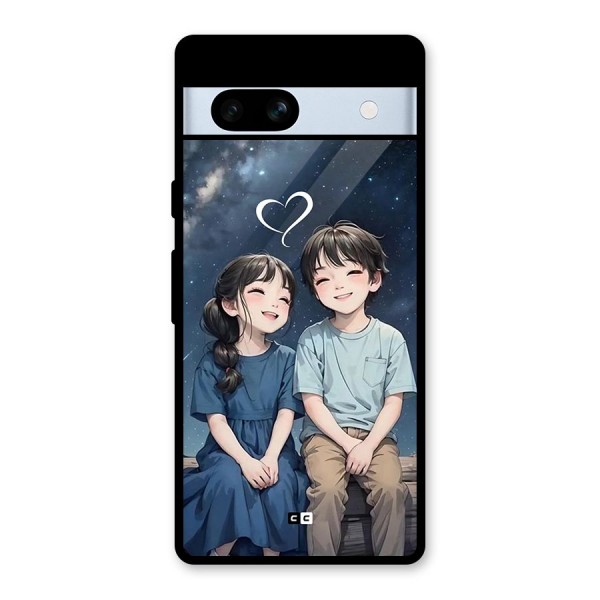 Cute Anime Teens Glass Back Case for Google Pixel 7a