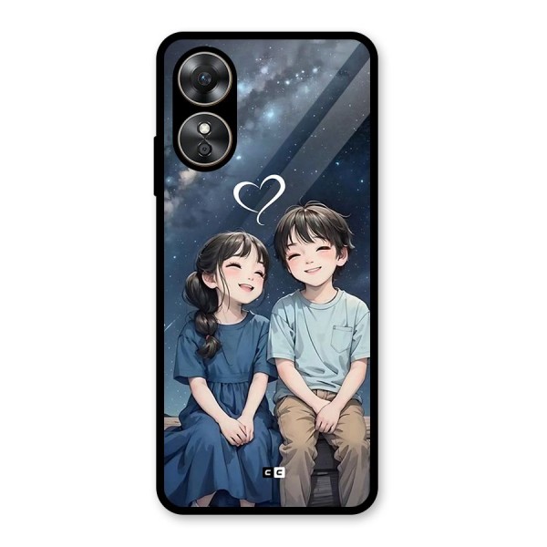 Cute Anime Teens Glass Back Case for Oppo A17