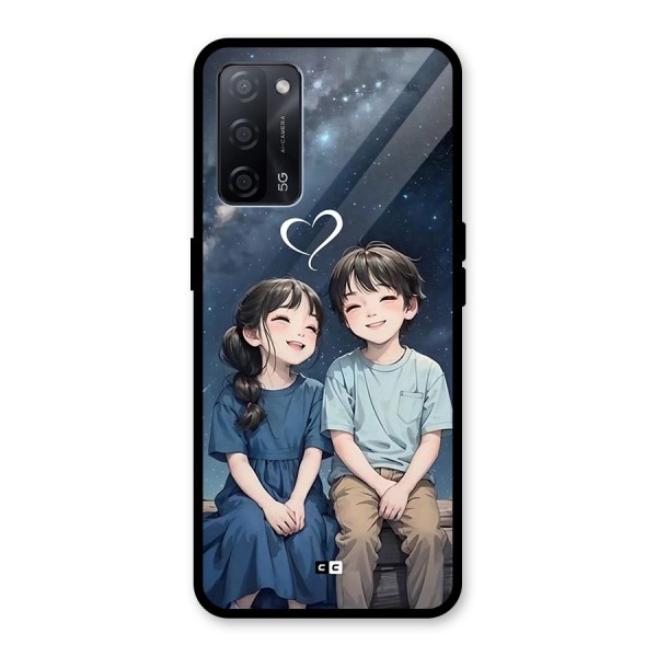 Cute Anime Teens Glass Back Case for Oppo A53s 5G