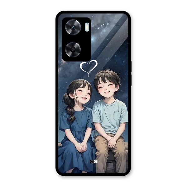 Cute Anime Teens Glass Back Case for Oppo A77s