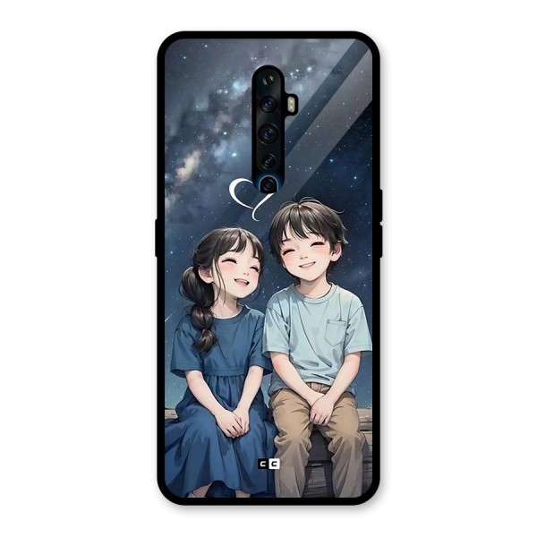 Cute Anime Teens Glass Back Case for Oppo Reno2 F